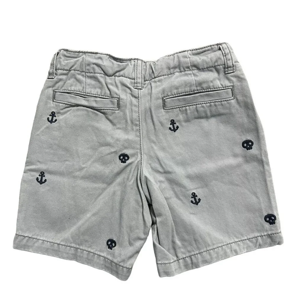 Gymboree 4T Embroidered Skull & Anchor Shorts
